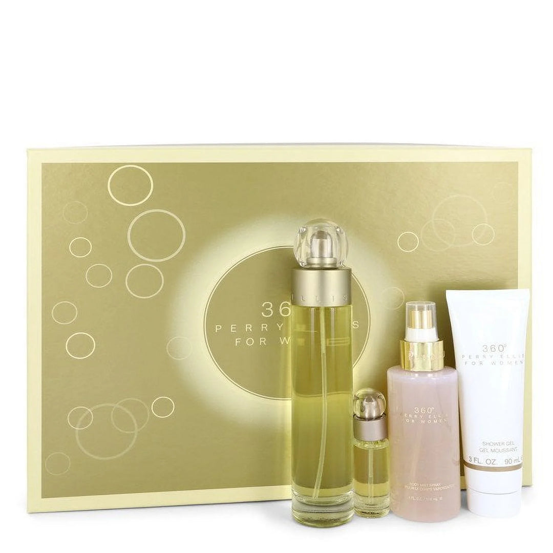 Gift Set 360 for Women by Perry Ellis (4pcs: Eau de Toilette, Shower Gel, Body Mist & Travel Size)