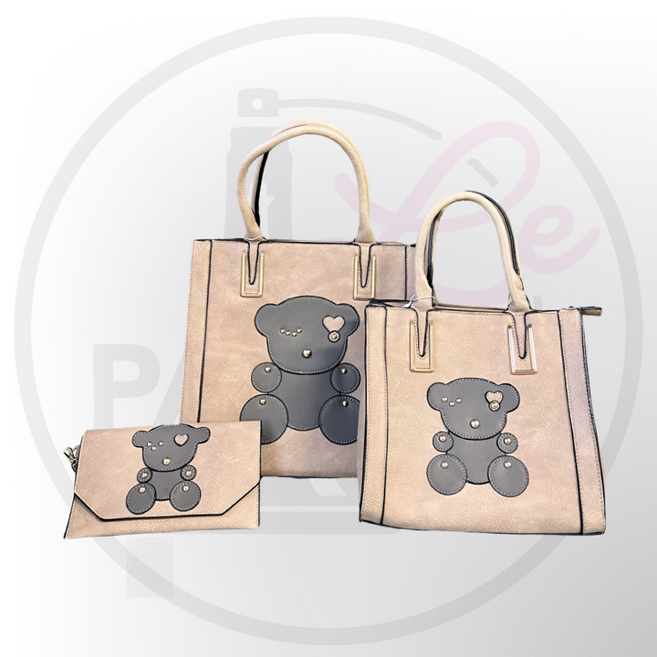 Teddy Rose Large Tote Bag Set of 3